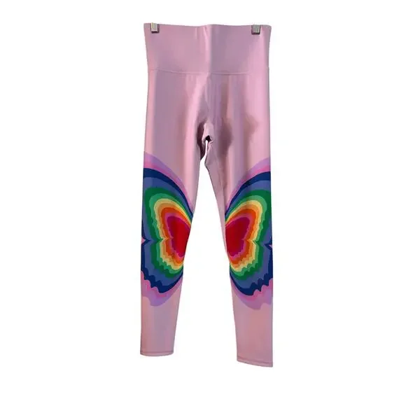 NWT Terez Women’s Psychedelic Butterfly Duoknit Leggings Pink Size Small - Picture 2 of 7